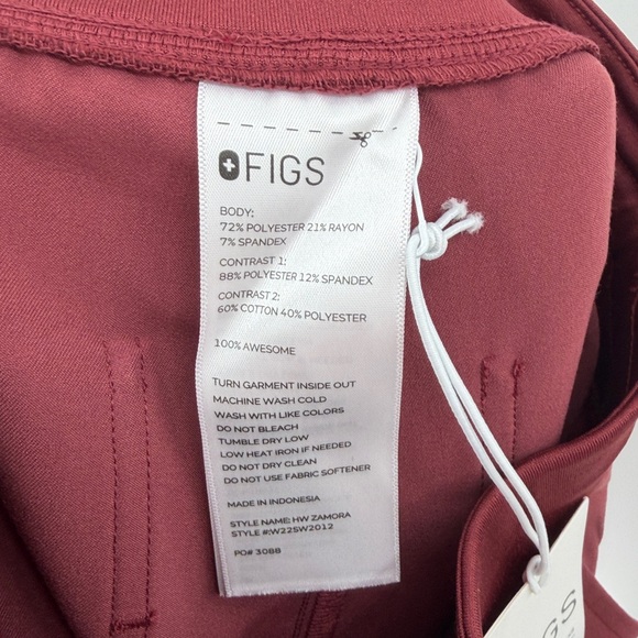 Figs Women's High Waisted Zamora Scrub Pants Jogger - Maroon - XXS - NWT - Picture 6 of 11